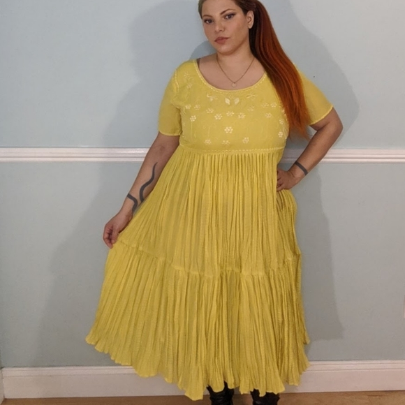 denim jazz Dresses & Skirts - Yellow bright boho plus size dress 1xl